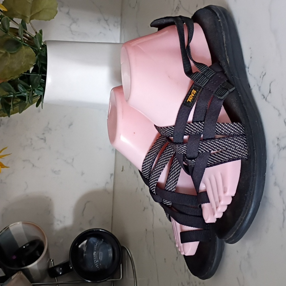 Teva Black and White Strappy Sandals